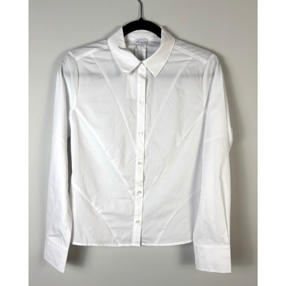 NWT Ecru Size S Women White Patterened Button Down Blouse Shirt - No Flaws! $172